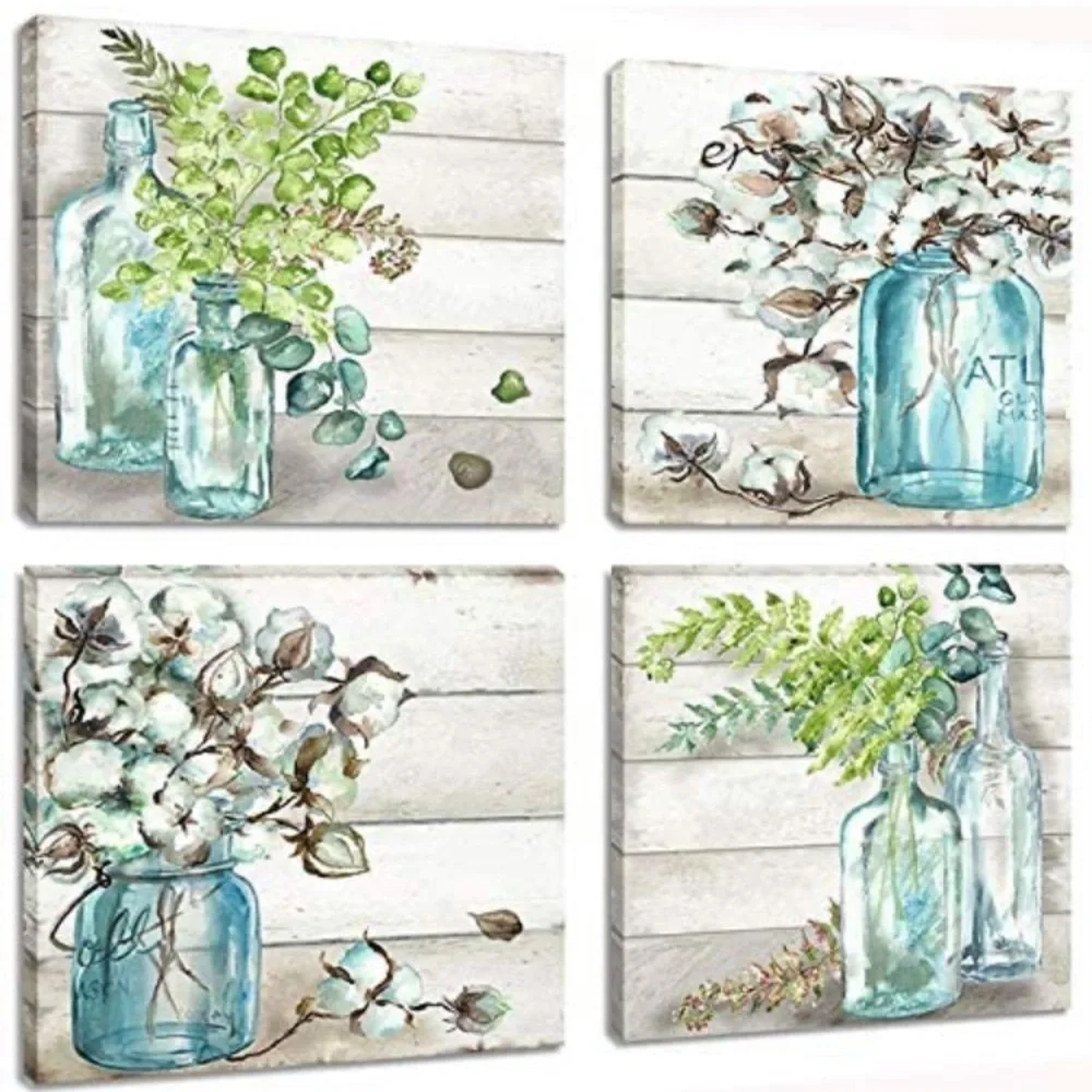 Canvas w/ jars Art - Picture 1 of 1